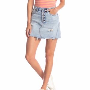 Free People Button Fly Denim Mini skirt Size 27